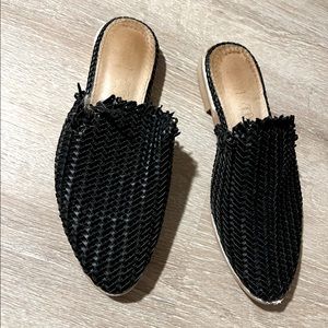 VICI black frayed slip on flat